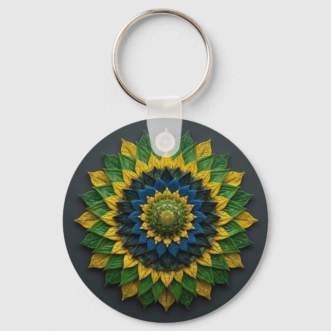 Llavero Imperial Solar Leaf Mandala Luxury Keychain - Emer (Anverso)