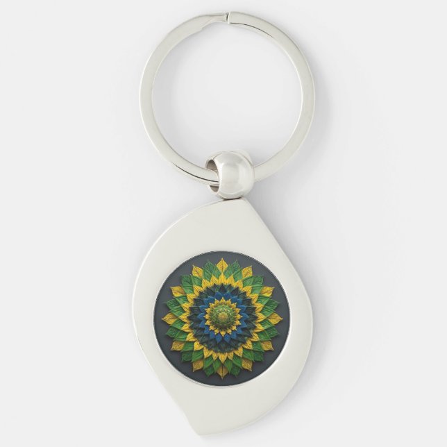 Llavero Imperial Solar Leaf Mandala Luxury Keychain - Emer (Anverso)