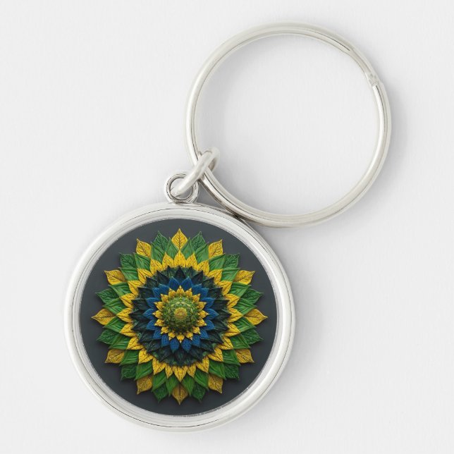 Llavero Imperial Solar Leaf Mandala Luxury Keychain - Emer (Frente)