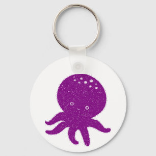 Llavero Impresión antigua de pulpo morado