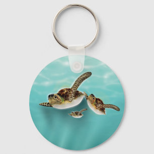 Llavero Impresión artística de las tortugas marinas.