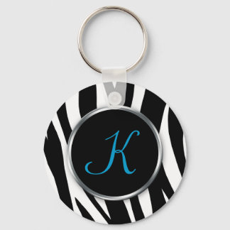 Llavero Impresión cebra : Monograma azul : Keychain