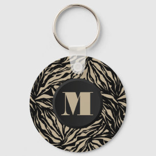Llavero Impresión de animales de cebra monogramada