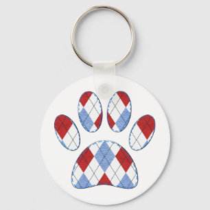 Llavero Impresión de argyle Dog Paw