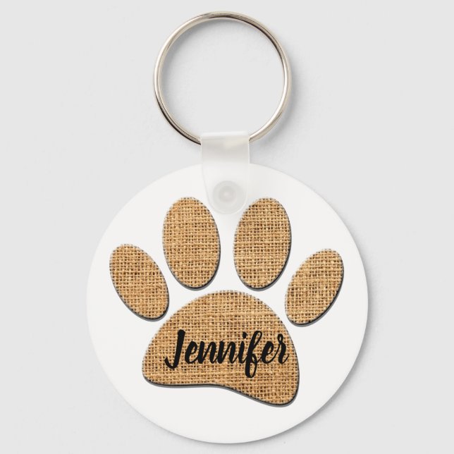 Llavero Impresión de arpillera de pata de perro (Anverso)