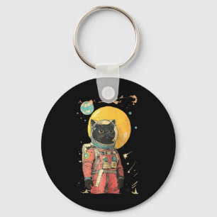 Llavero Impresión de arte en color de astronauta de gato n
