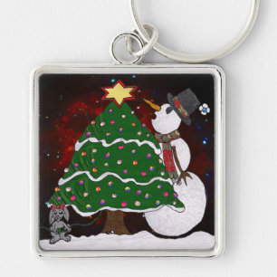 Llavero Impresión de arte sorpresa para Snowman Tree Chris