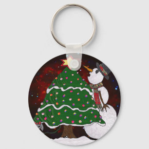 Llavero Impresión de arte sorpresa para Snowman Tree Chris