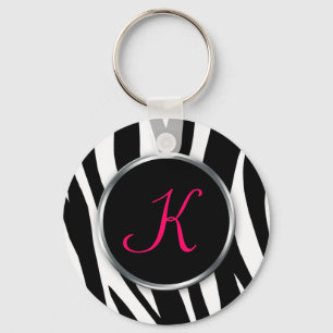 Llavero Impresión de cebra : Monograma de Berry : Keychain
