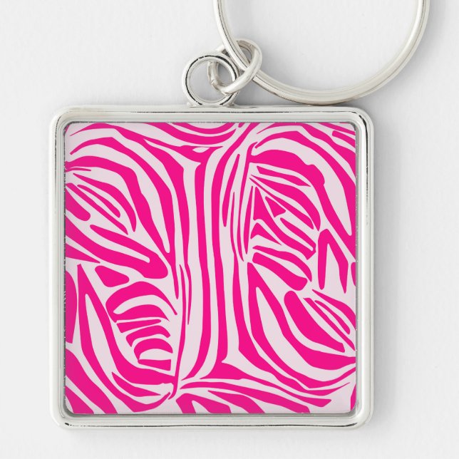 Llavero Impresión de cebra rosa (Frente)