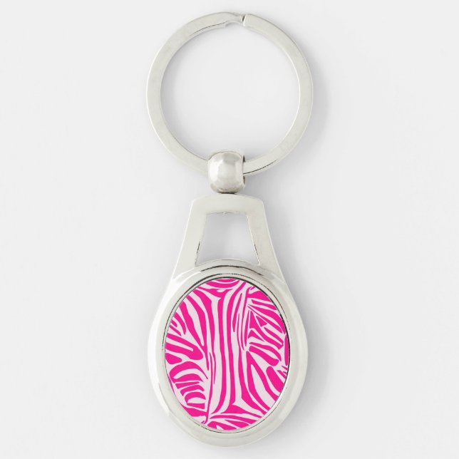 Llavero Impresión de cebra rosa (Anverso)