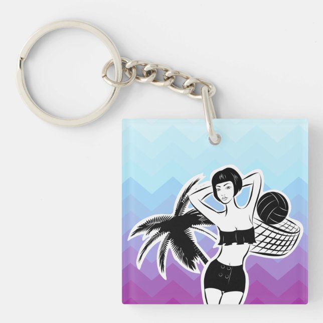 Llavero Impresión de Chevron de Sunset Resort (Frente)