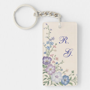 Llavero Impresión de color púrpura, blanco y azul en la pa