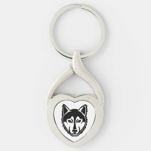 Llavero Impresión de corte de lingotazo de retrato negro y (Anverso)