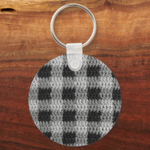 Llavero Impresión de crochet de color gris negro para el n