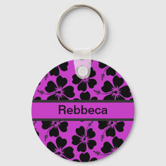 Llavero Impresión de hibiscos personalizados en negro y ma
