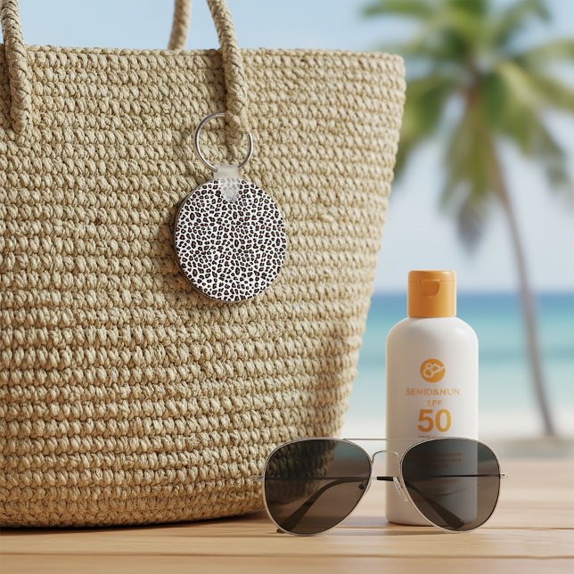 Llavero Impresión de leopardo blanco (White Leopard Print Keychain)