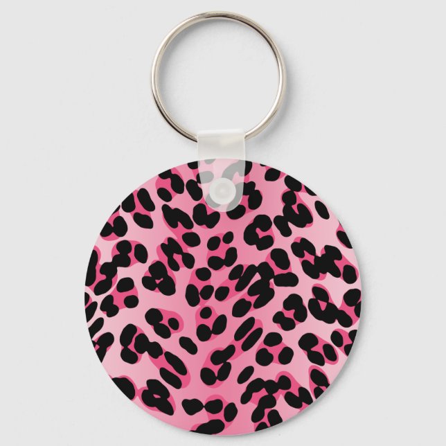 Llavero Impresión de leopardo rosa retro (Anverso)