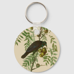 Llavero Impresión de pájaro Grackle púrpura de Audubon Vin