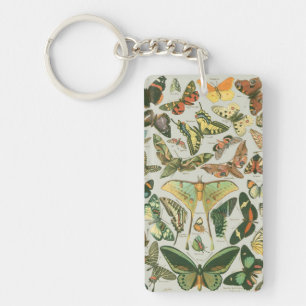 Llavero Impresión de patrón de mariposa polilla vintage
