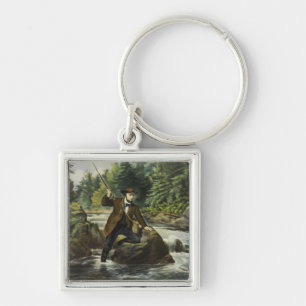 Llavero Impresión de pesca de trucha por Currier e Ives
