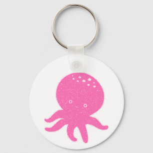 Llavero Impresión de pulpo rosado simple antigua