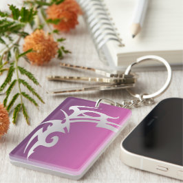 Llavero Impresión de tatuajes blancos en gradiente púrpura