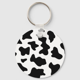 Llavero impresión de vaca de granja blanca y negra