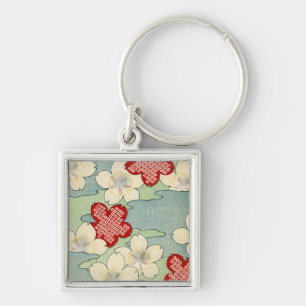 Llavero Impresión de Woodblock de los flores del Dogwood
