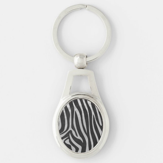 Llavero Impresión de zebra negra y gris claro (Anverso)