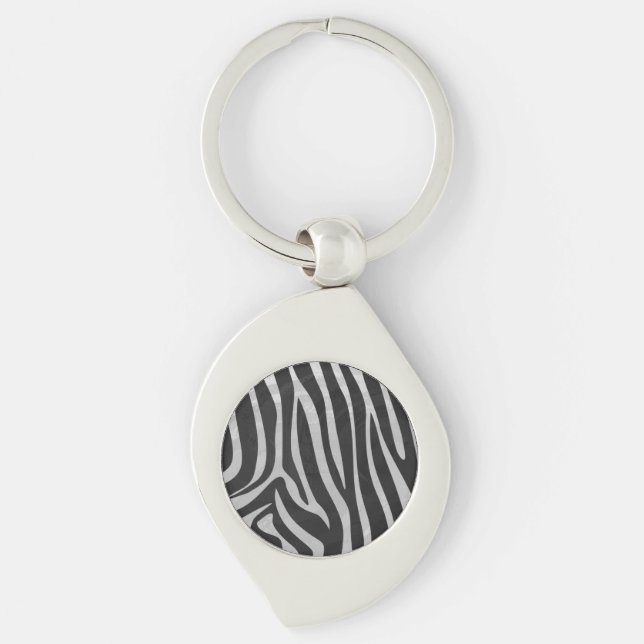 Llavero Impresión de zebra negra y gris claro (Anverso)