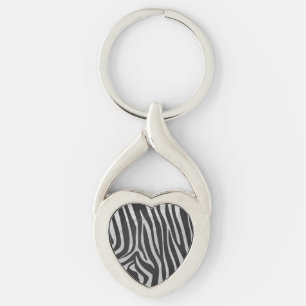 Llavero Impresión de zebra negra y gris claro