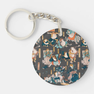 Llavero Impresión en madera de rana japonesa Kuniyoshi Uki