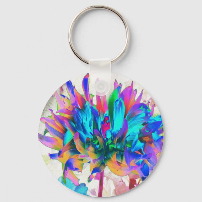 Llavero Impresionante acuarela Cactus Arcoiris Dahlia (Anverso)