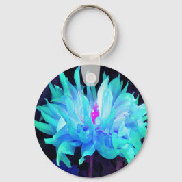 Llavero Impresionante Aqua Cactus Azul y Verde Dahlia