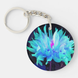 Llavero Impresionante Aqua Cactus Azul y Verde Dahlia