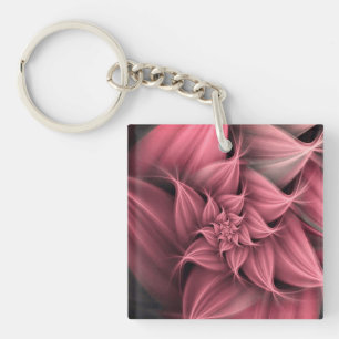 Llavero Impresionante Flor Fractal Rosa Coral
