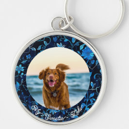 Llavero Impresionante foto de perro floral Keepsake Keycha