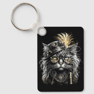 Llavero Impresionante gato steampunk 