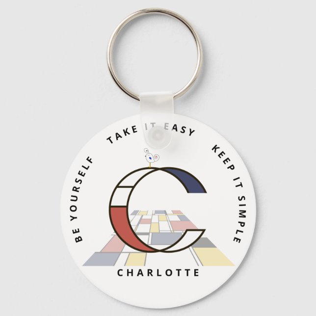 Llavero Impresionante Neoplasticismo Art Monograma. Letra  (Anverso)