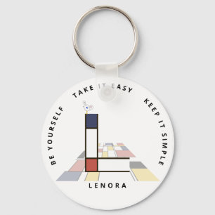 Llavero Impresionante Neoplasticismo Art Monograma. Letra 