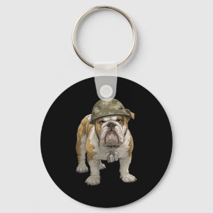 Llavero Impresionante vestimenta de Bulldog militar