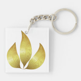 Llavero Impresionantes tres hojas de oro únicas con adorno