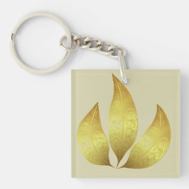 Llavero Impresionantes tres hojas de oro únicas con adorno