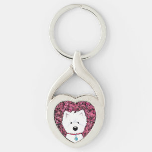 Llavero Impresiones Florales Fluffy Westie