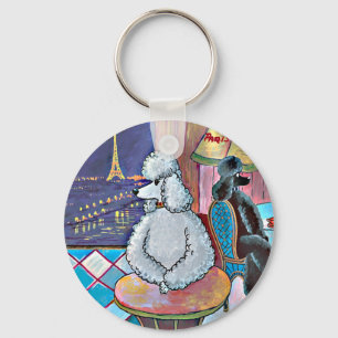 Llavero Impresionista Art Poodles Paris Cafe Keychain