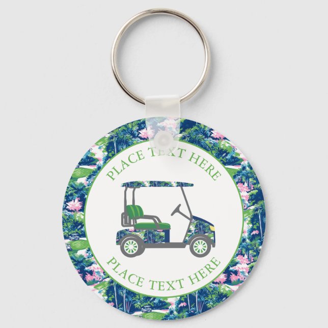 Llavero Imprimir Carrito de Golf Preppy (Anverso)