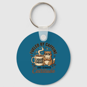 Llavero Impulsado por cafeína y serio cattitude gato diver
