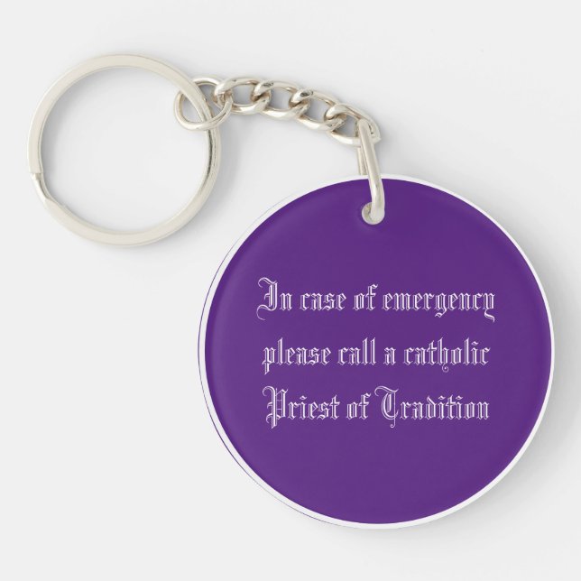 Llavero in case of emergency call a cathol priest  (Frente)