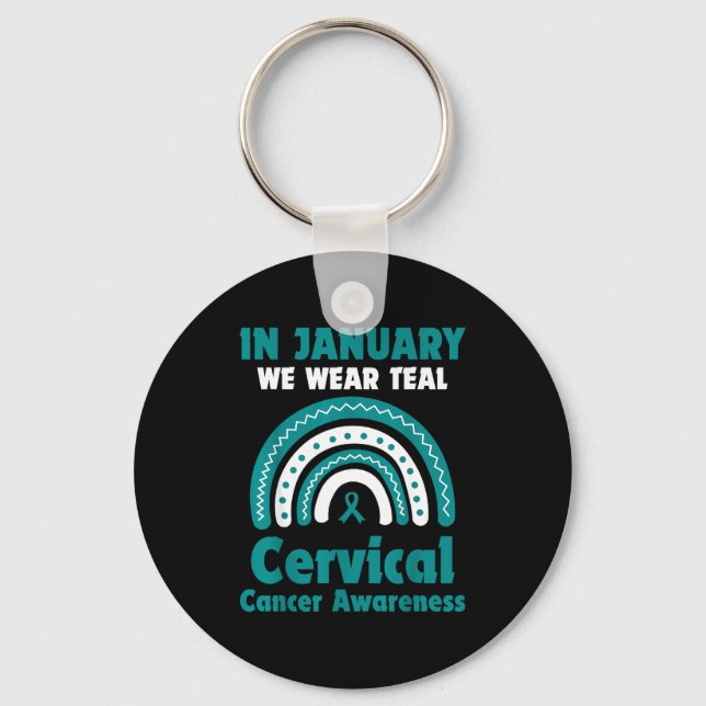 Llavero In January We Wear Teal Cervical Cancer Awareness  (Anverso)